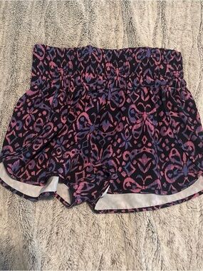 Women’s Pink & Purple Ikat Elastic Waist Shorts